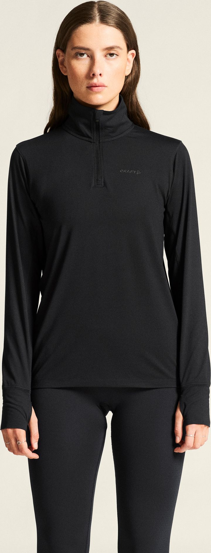Craft Women's Flow Half Zip Longsleeve Black Melange Craft Craft Women's Flow Half Zip Longsleeve Black Melange Craft