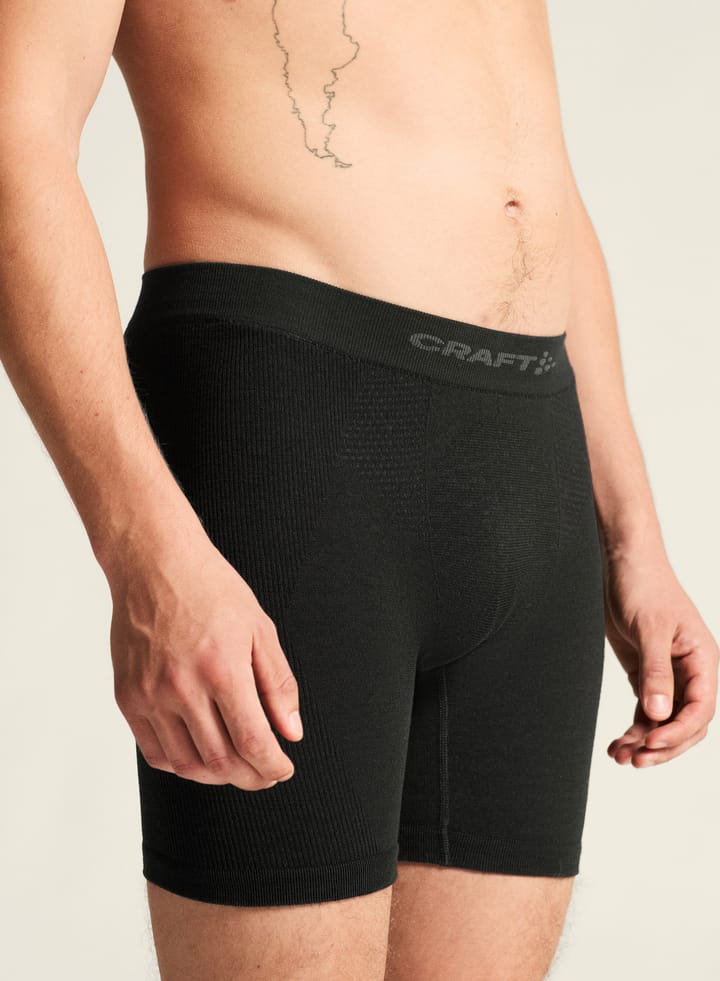 Craft Men's Wool Seamless Boxer 6-Inch  Black Craft