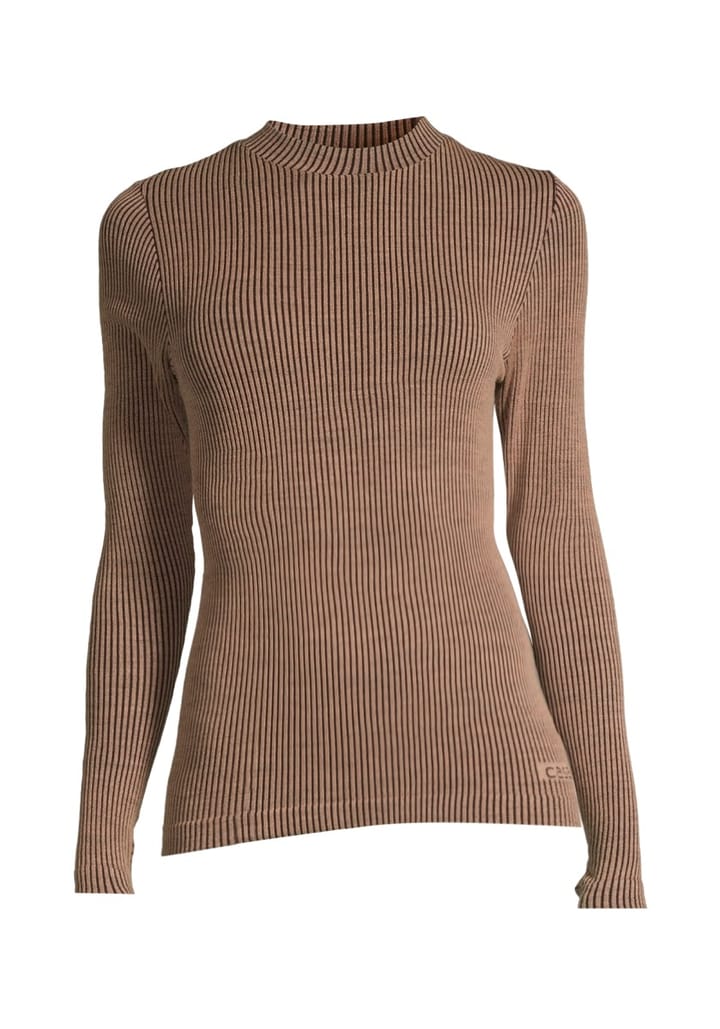 Casall Women's Wool Rib Long Sleeve Black Beige Rib Casall