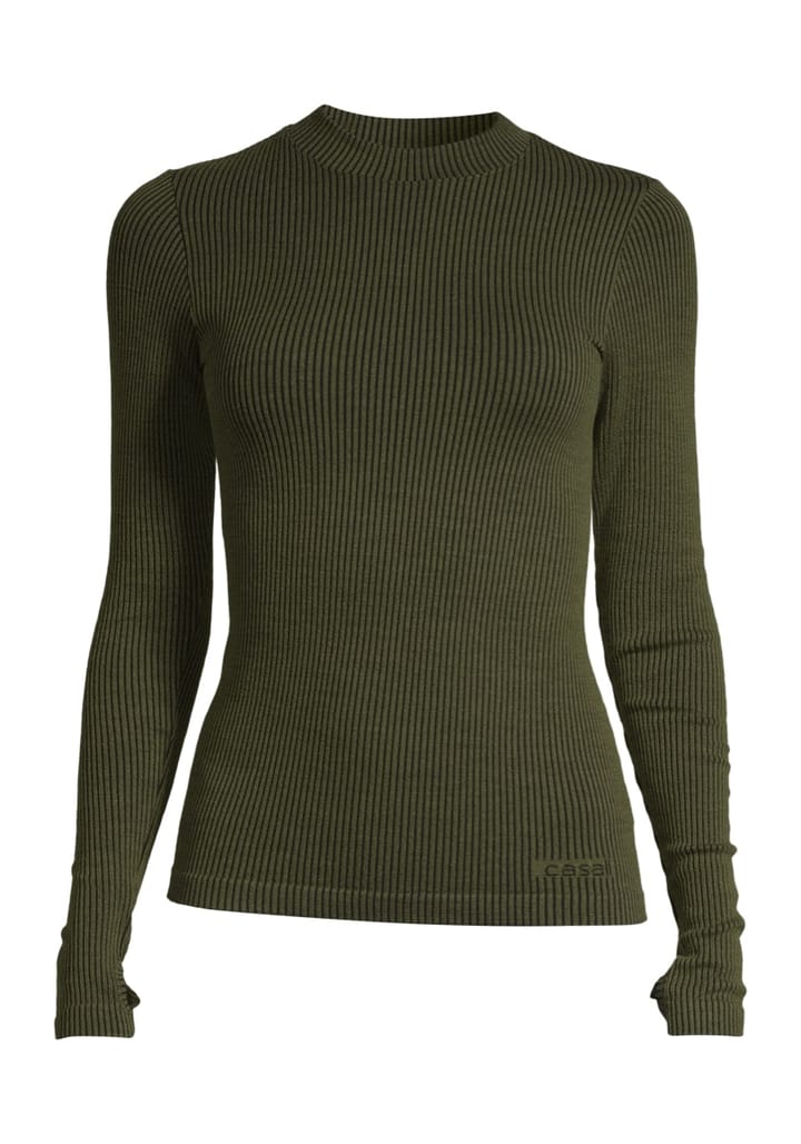 Casall Wool Rib Long Sleeve Black Green Rib Casall Casall Wool Rib Long Sleeve Black Green Rib Casall