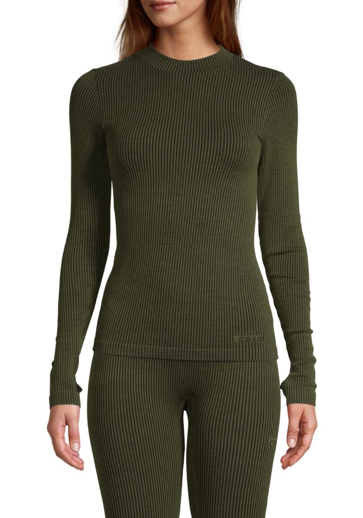 Casall Wool Rib Long Sleeve Black Green Rib Casall Casall Wool Rib Long Sleeve Black Green Rib Casall