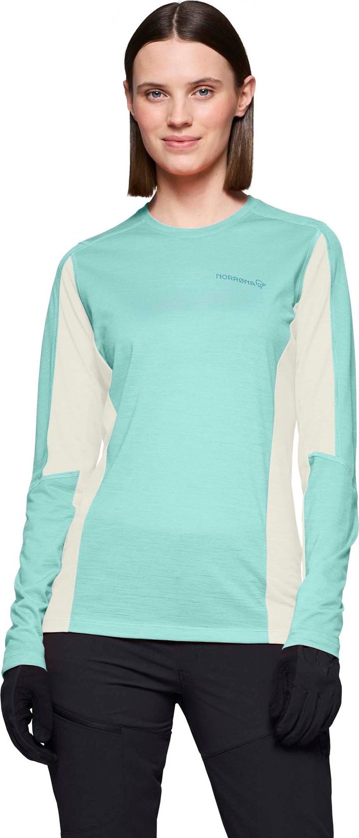 Norrøna Women's Falketind EqualiserUll Long Sleeve Aqua Haze/Whisper White Norrøna