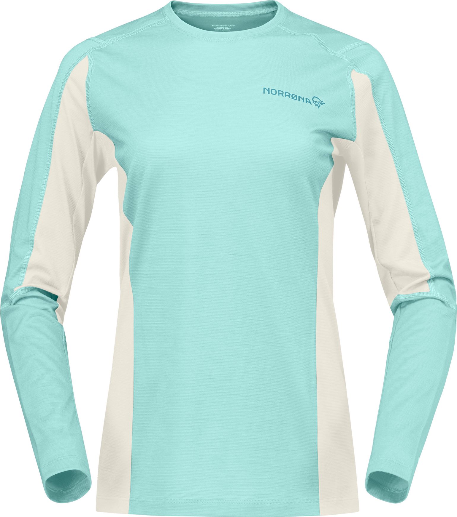 Norrøna Women's Falketind EqualiserUll Long Sleeve Aqua Haze/Whisper White