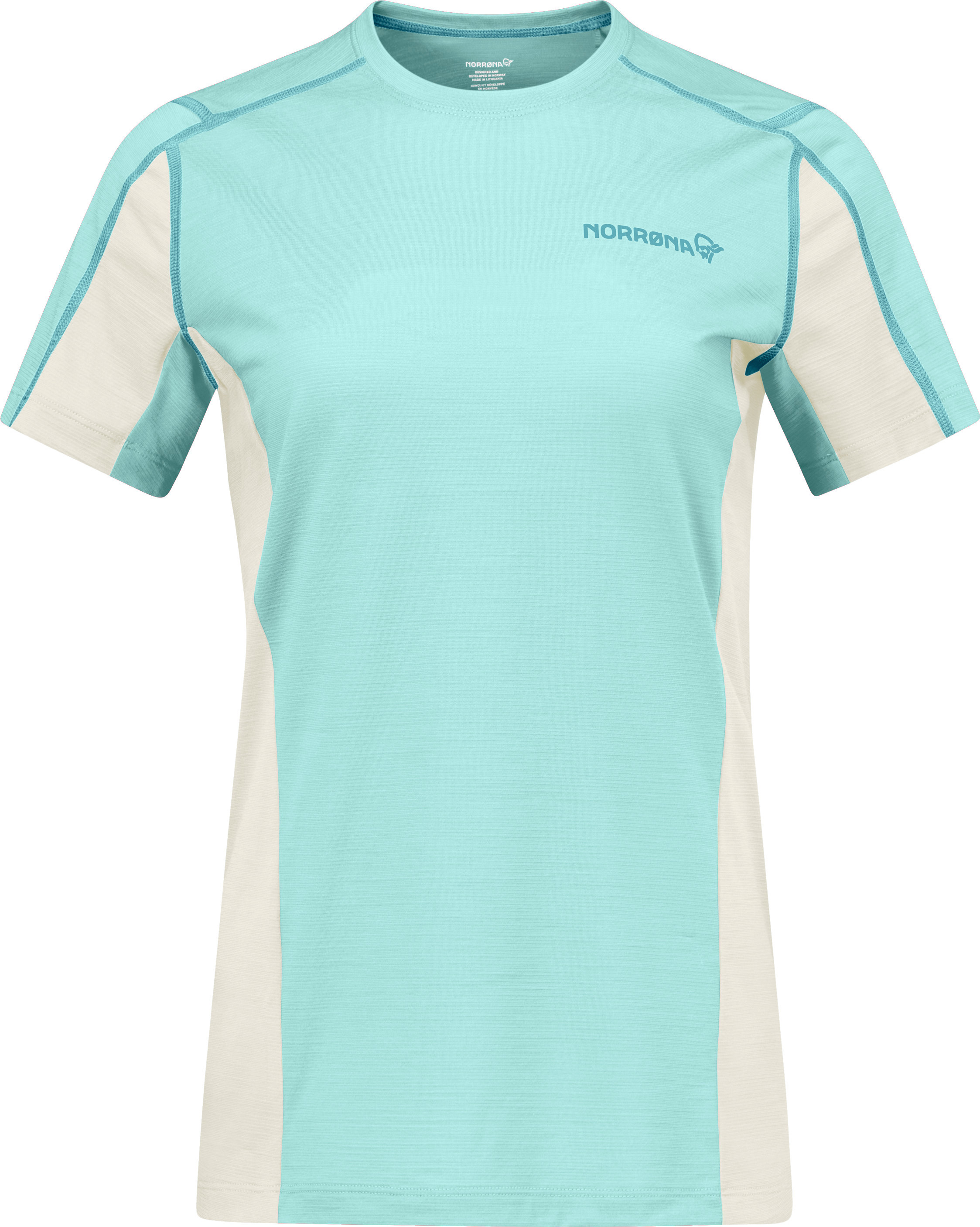 Norrøna Women's Falketind EqualiserUll T-shirt Aqua Haze/Whisper White Undertøy overdel S
