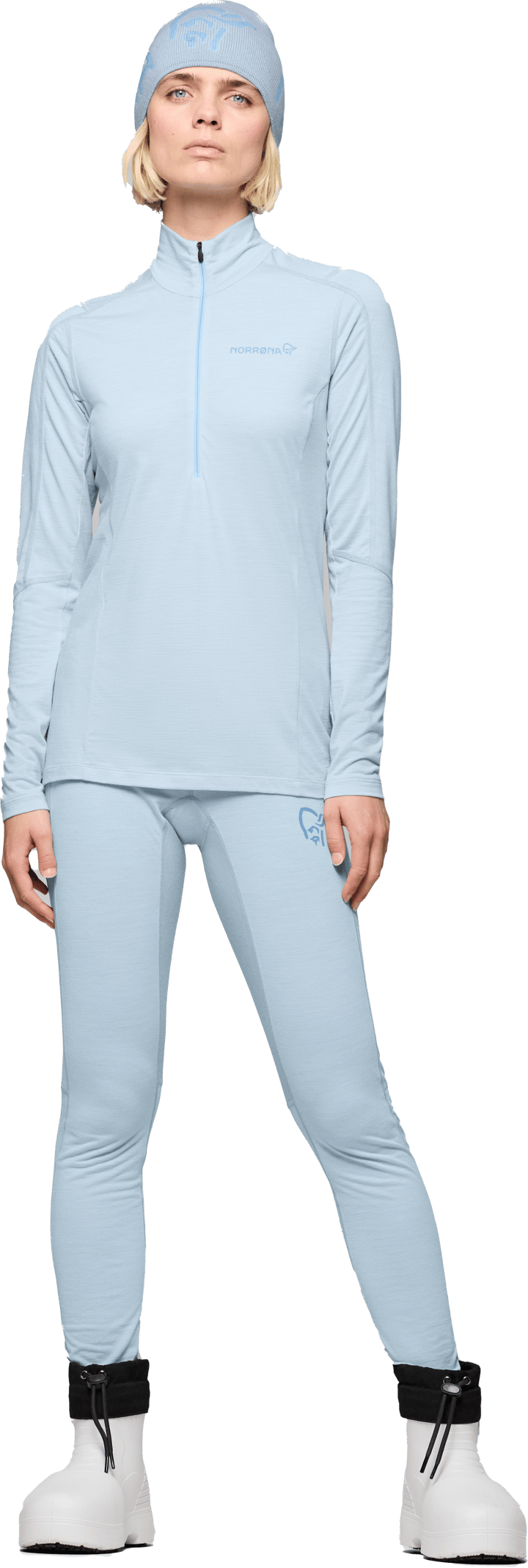 Norrøna Women's Falketind Equaliserull Zip Neck Cashmere Blue Norrøna