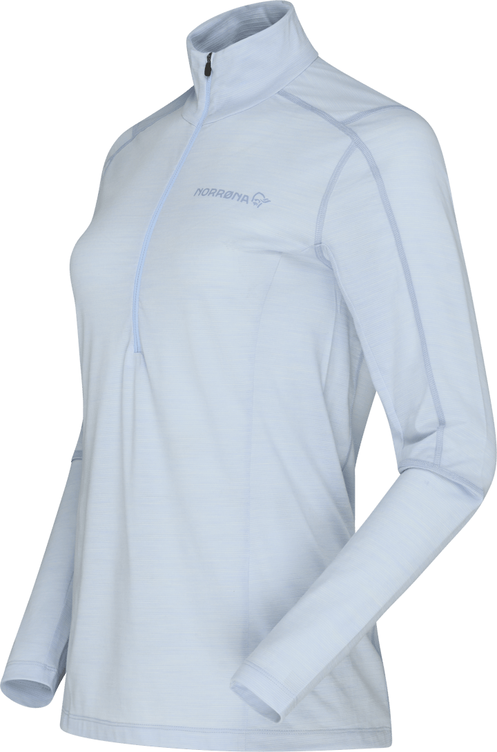 Norrøna Women's Falketind Equaliserull Zip Neck Cashmere Blue Norrøna
