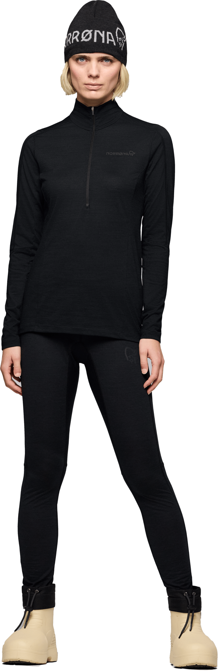 Norrøna Women's Falketind Equaliserull Zip Neck Caviar Black Norrøna