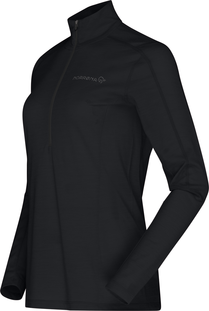 Norrøna Women's Falketind Equaliserull Zip Neck Caviar Black Norrøna