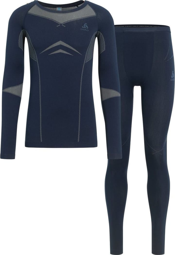 Odlo Men's Set Long Fundamentals Performance Warm Dark Sapphire - Silver Cloud Odlo