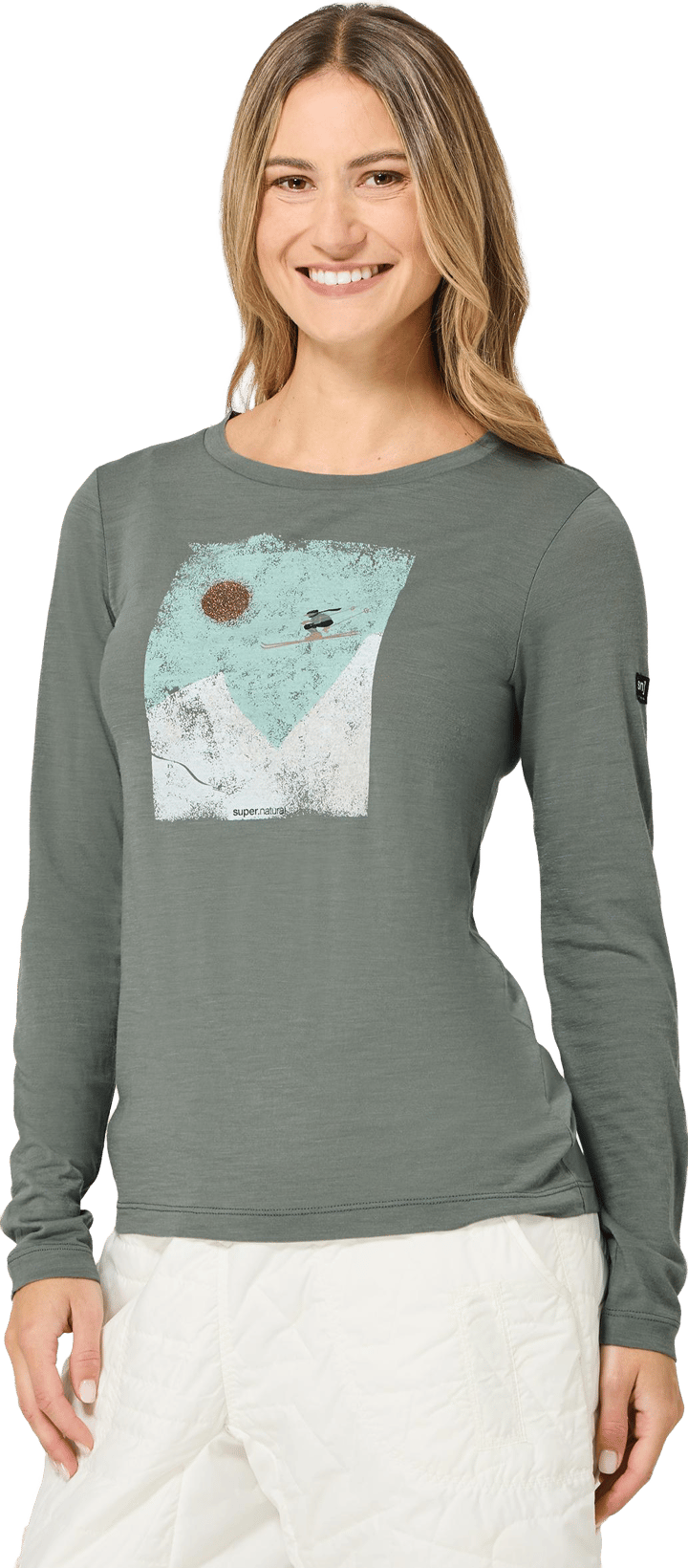 super.natural Women´s Ski Jump Long Sleeve Eucalyptus/various super.natural