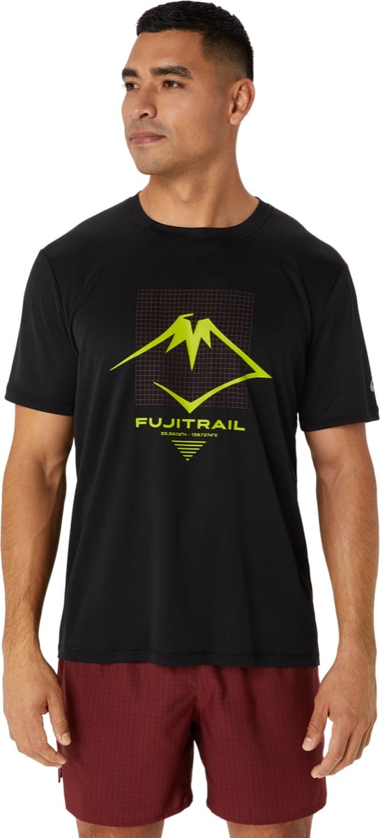 Men's Fujitrail Logo Short Sleeve Top Performance Black/Antique Red/Neon Lime