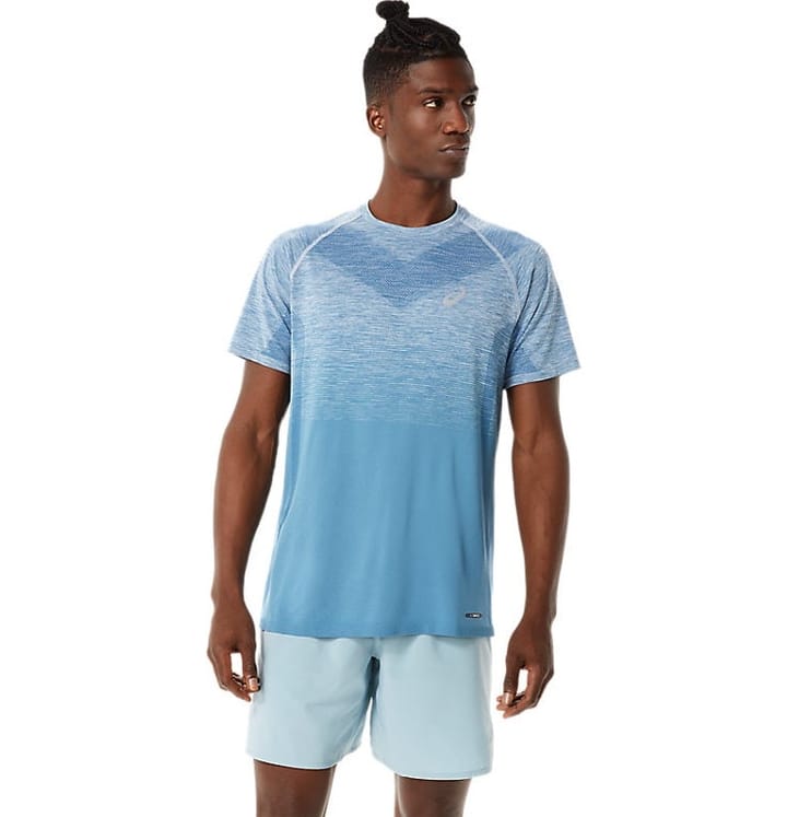 Asics Men's Seamless SS Top Azure/Light Steel Asics Asics Men's Seamless SS Top Azure/Light Steel Asics