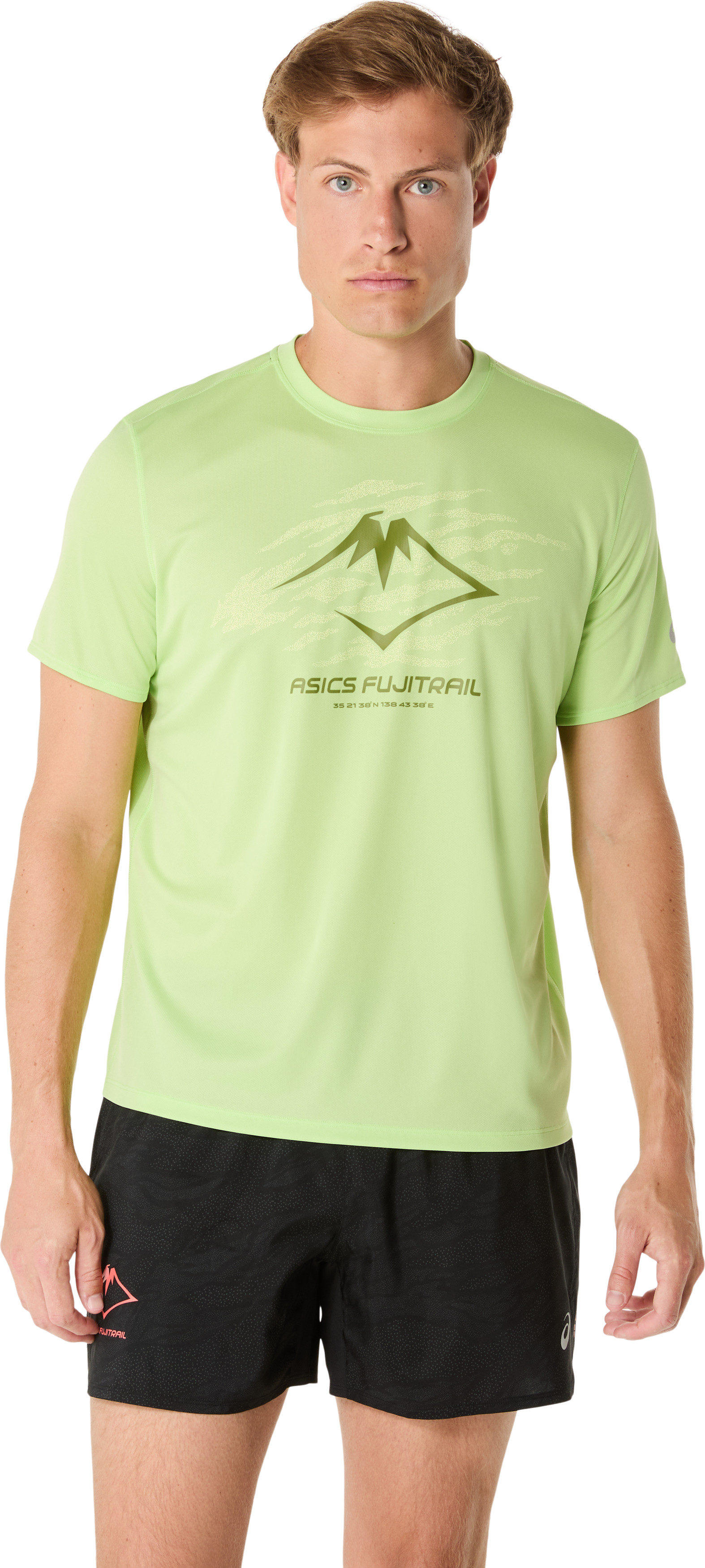Asics Men's Fujitrail Logo Short Sleeve Top Lime Green/huddle Yellow/cactus