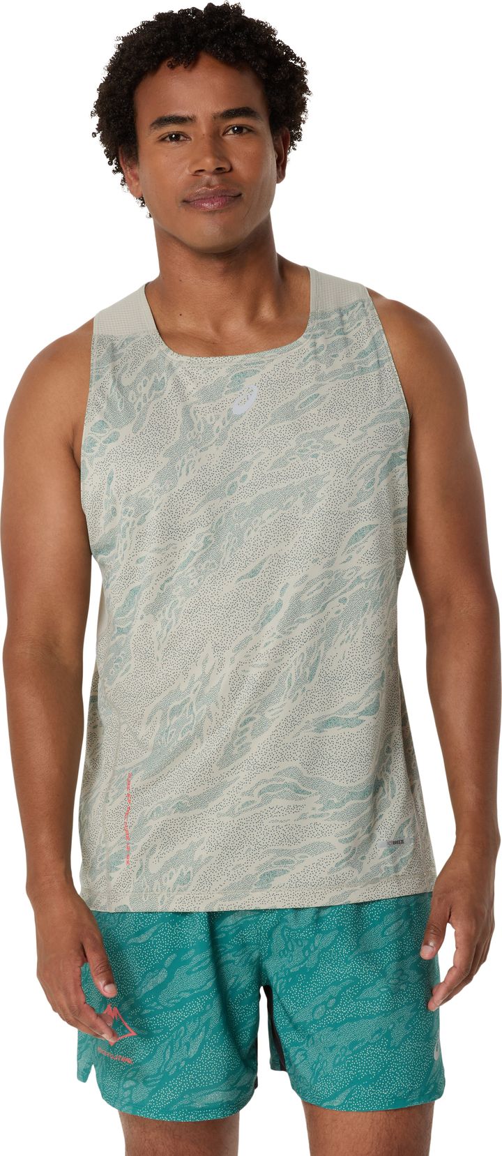 Asics Men's Fujitrail Singlet White Sage/rainy Lake Asics
