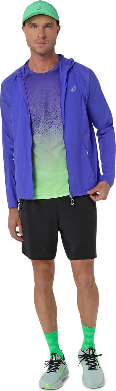 Asics Men's Road Packable Jacket Cobalt Burst/Illuminate Green Asics