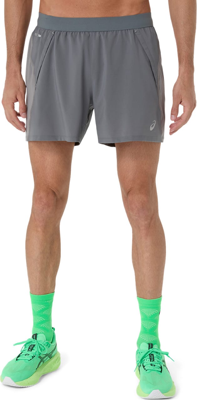 Asics Men's Road 5in Short Clay Grey/Steel Grey/Illuminate Green Asics