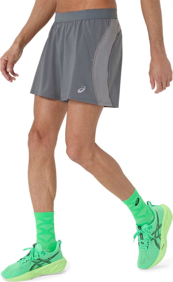 Asics Men's Road 5in Short Clay Grey/Steel Grey/Illuminate Green Asics