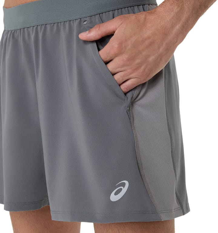 Asics Men's Road 5in Short Clay Grey/Steel Grey/Illuminate Green Asics