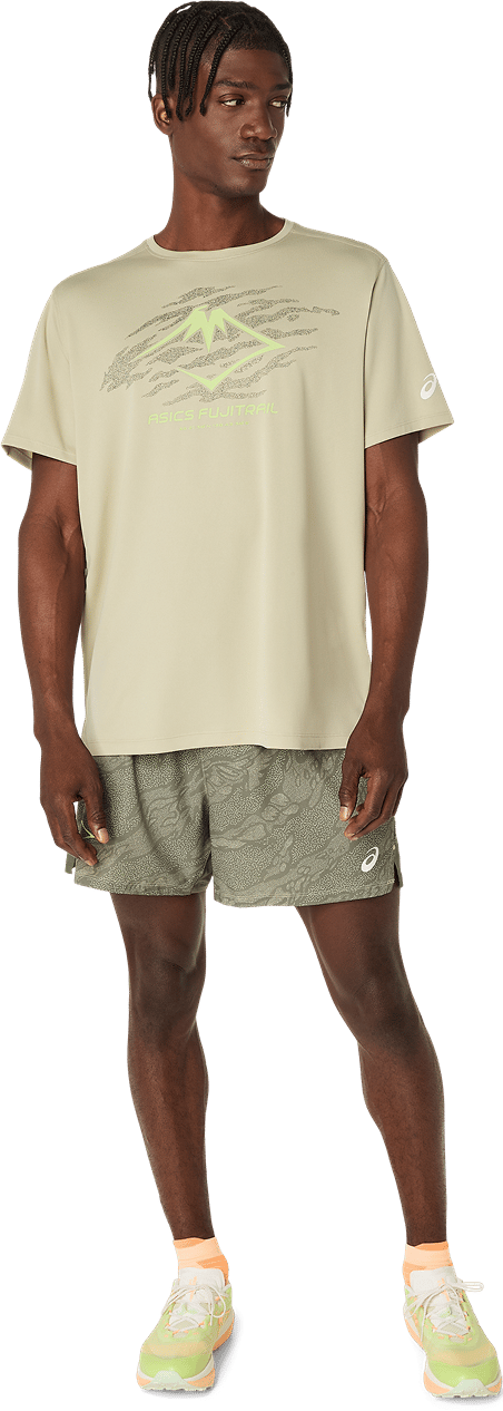 Asics Men's Fujitrail Logo Short Sleeve Top Khaki Asics Asics Men's Fujitrail Logo Short Sleeve Top Khaki Asics