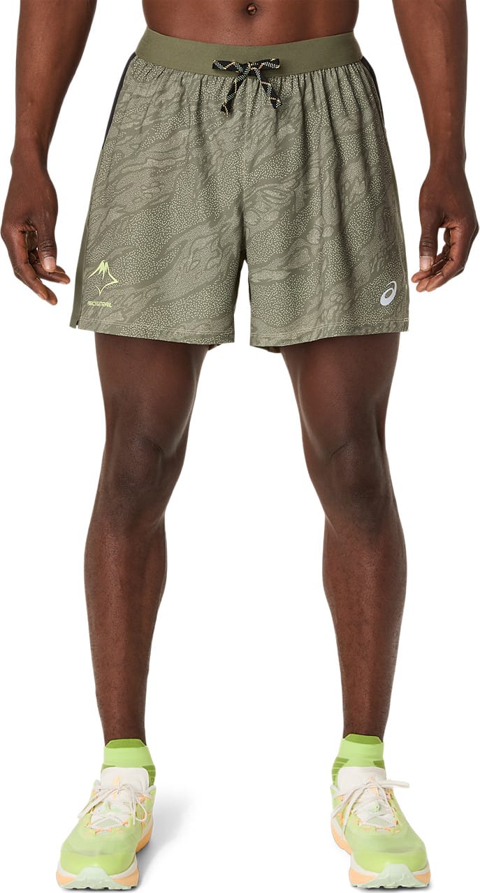 Asics Men's Fujitrail All Over Print 5in Shorts Mantle Green Asics
