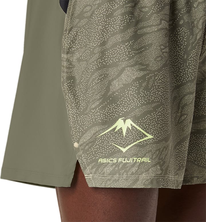 Asics Men's Fujitrail All Over Print 5in Shorts Mantle Green Asics