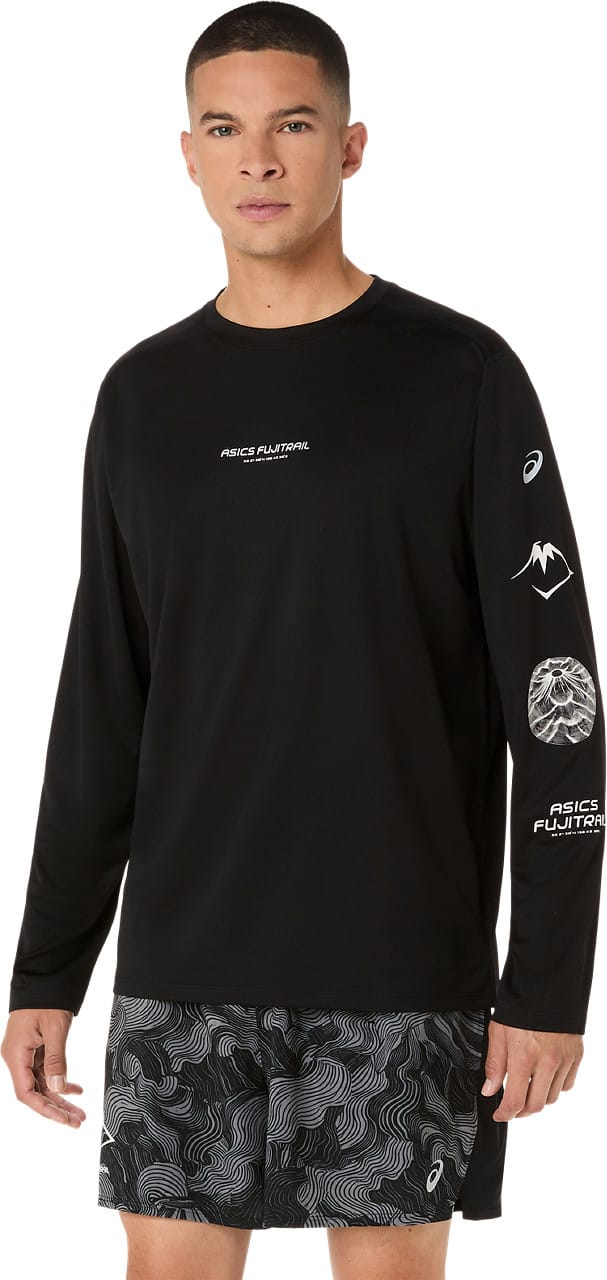 Asics Men's Fujitrail Logo Long Sleeve Top Performance Black/Carrier Grey/Cool Grey Asics