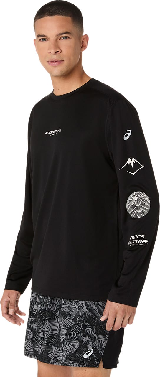 Asics Men's Fujitrail Logo Long Sleeve Top Performance Black/Carrier Grey/Cool Grey Asics