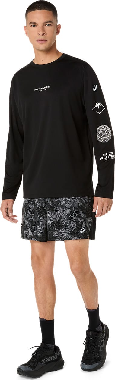 Asics Men's Fujitrail Logo Long Sleeve Top Performance Black/Carrier Grey/Cool Grey Asics