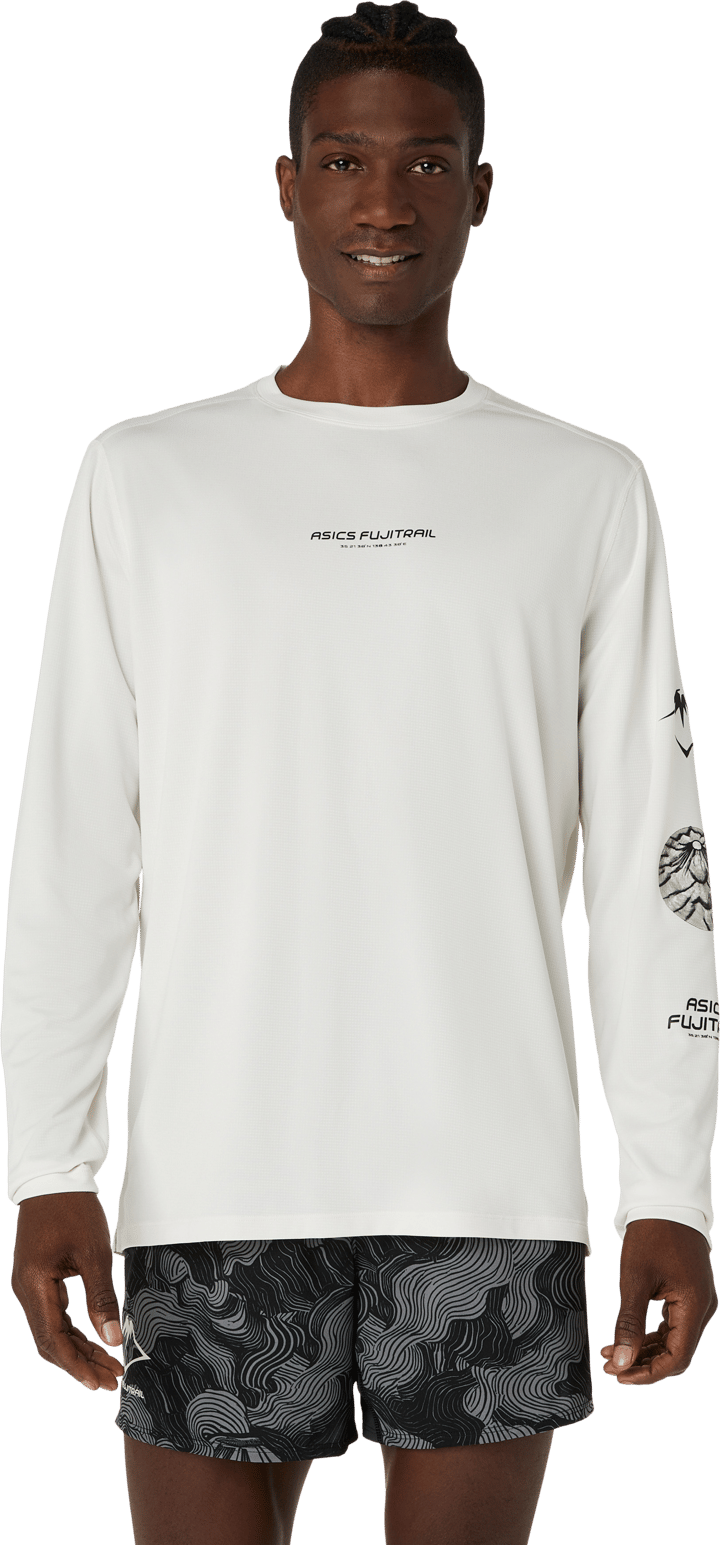 Asics Men's Fujitrail Logo Long Sleeve Top Cream Asics