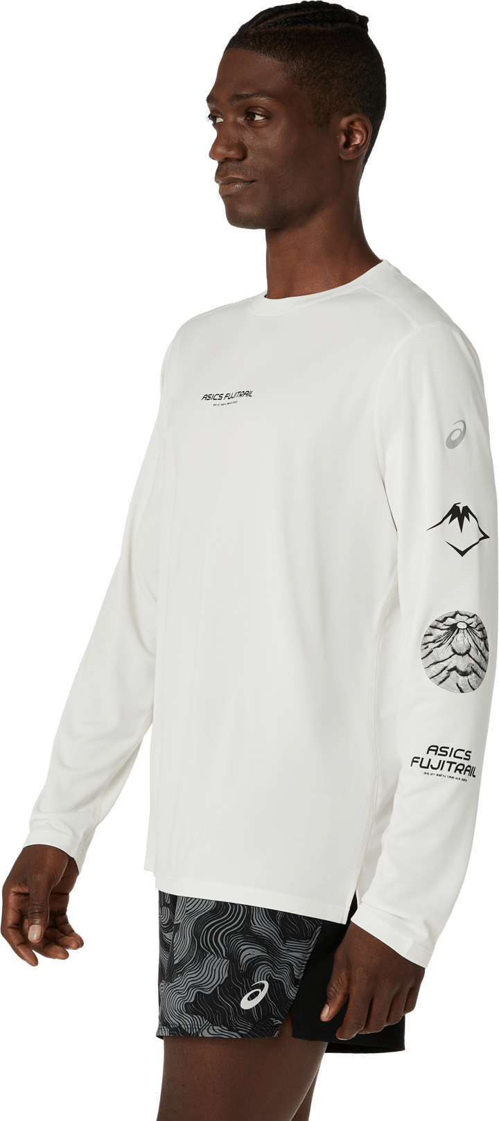 Asics Men's Fujitrail Logo Long Sleeve Top Cream Asics