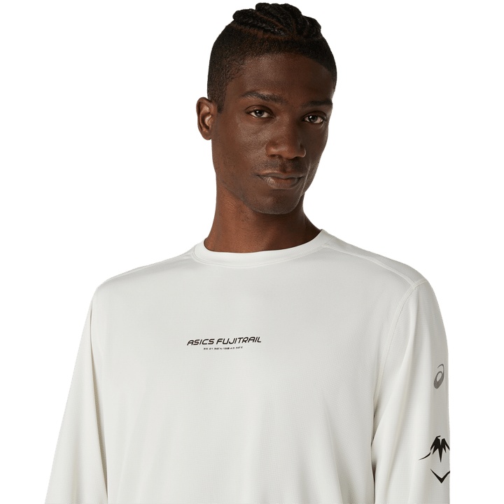 Asics Men's Fujitrail Logo Long Sleeve Top Cream Asics