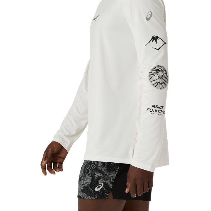 Asics Men's Fujitrail Logo Long Sleeve Top Cream Asics