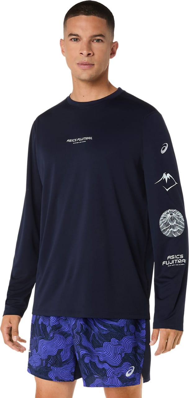 Asics Men's Fujitrail Logo Long Sleeve Top Midnight/Cobalt Burst/Cool Grey Asics