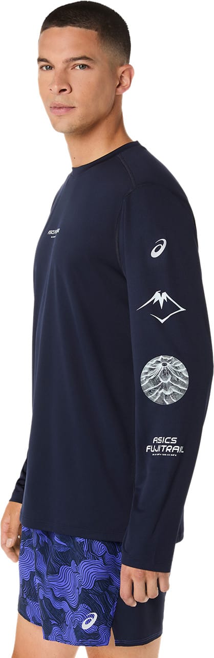 Asics Men's Fujitrail Logo Long Sleeve Top Midnight/Cobalt Burst/Cool Grey Asics