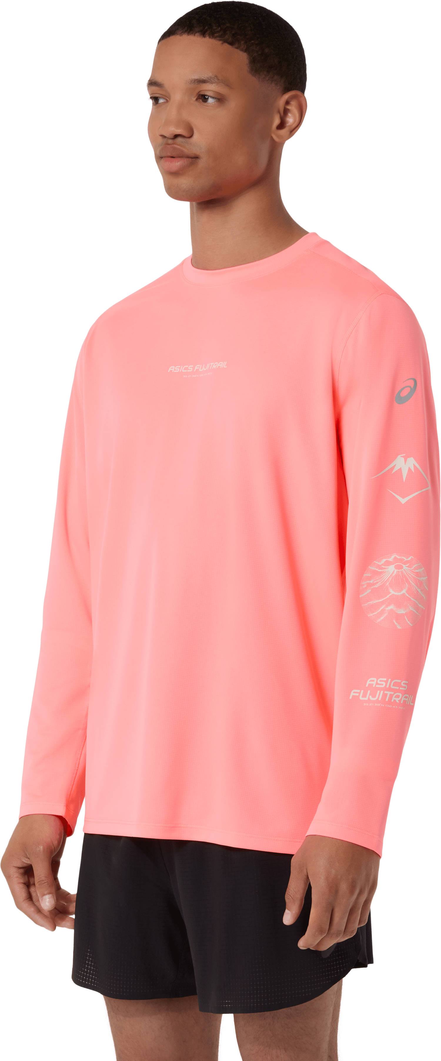 Asics Men's Fujitrail Logo Long Sleeve Top Sun Coral
