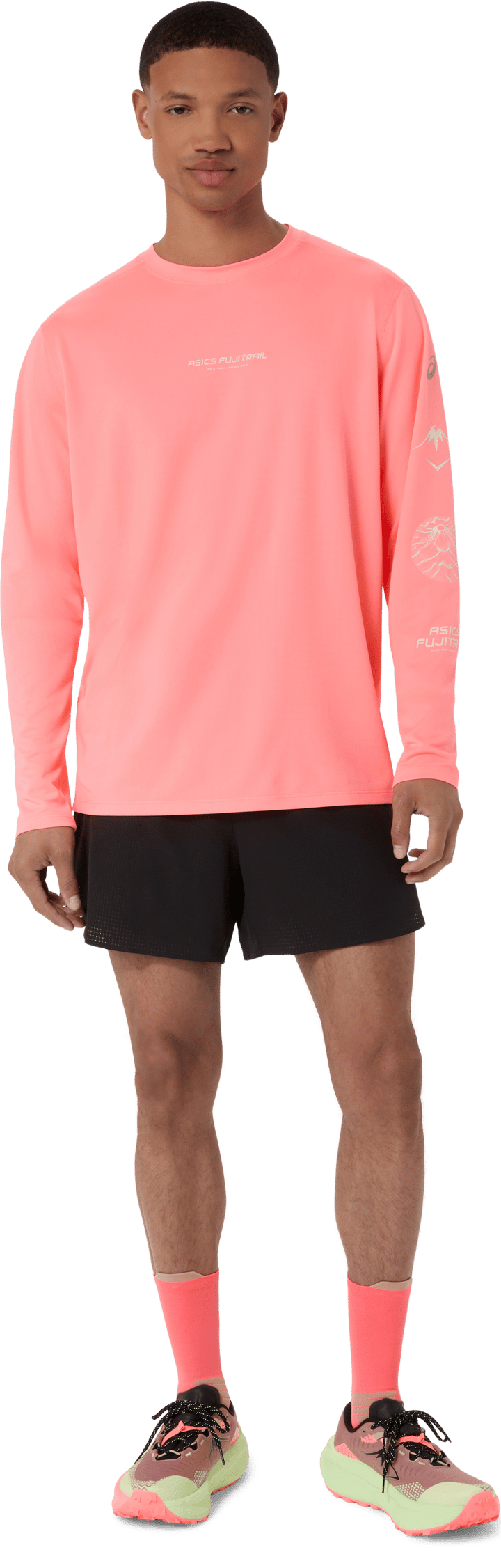 Asics Men's Fujitrail Logo Long Sleeve Top Sun Coral Asics