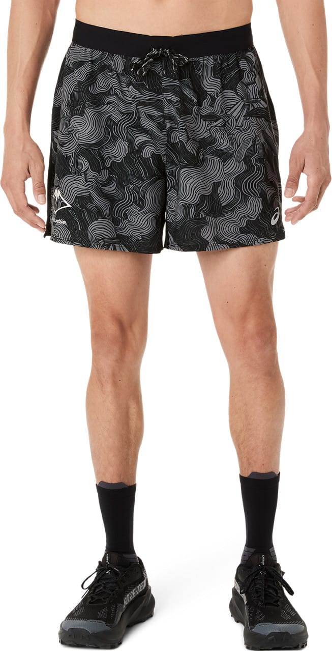 Asics Men's Fujitrail All Over Print 5in Shorts Performance Black/Carbon/Cream Asics