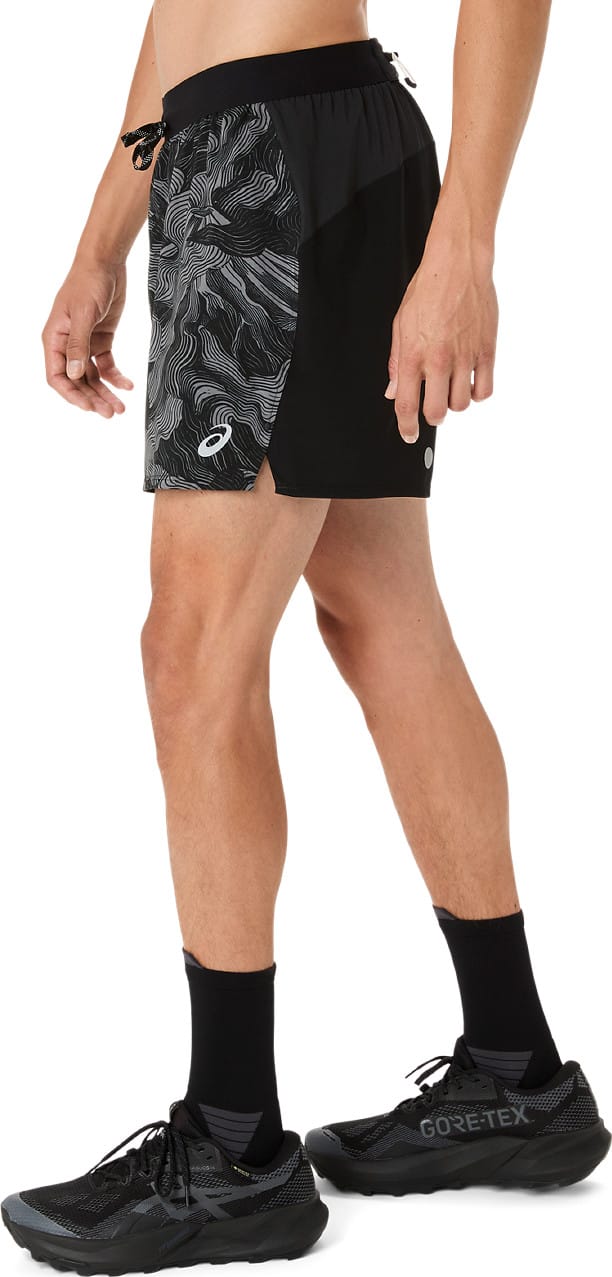Asics Men's Fujitrail All Over Print 5in Shorts Performance Black/Carbon/Cream Asics