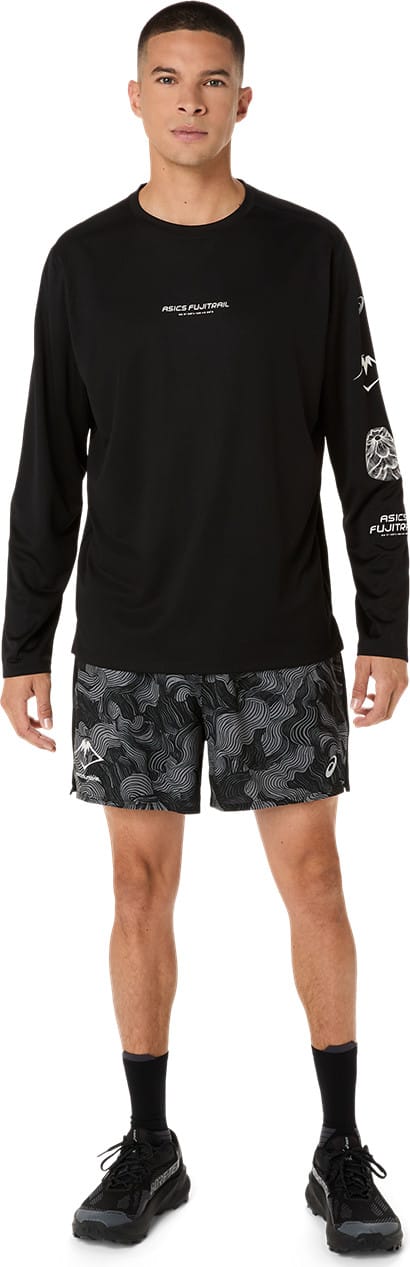 Asics Men's Fujitrail All Over Print 5in Shorts Performance Black/Carbon/Cream Asics