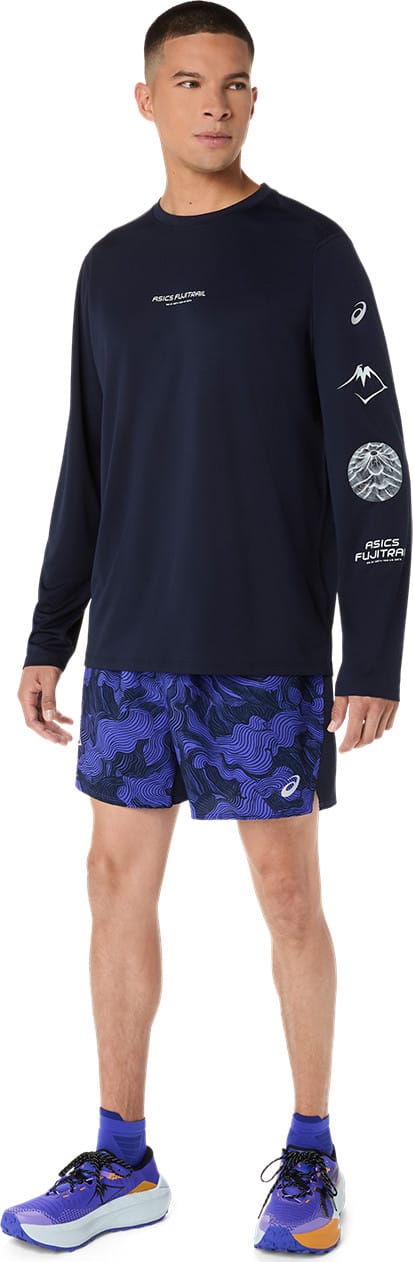 Asics Men's Fujitrail All Over Print 5in Shorts Midnight/Cobalt Burst/Cream Asics