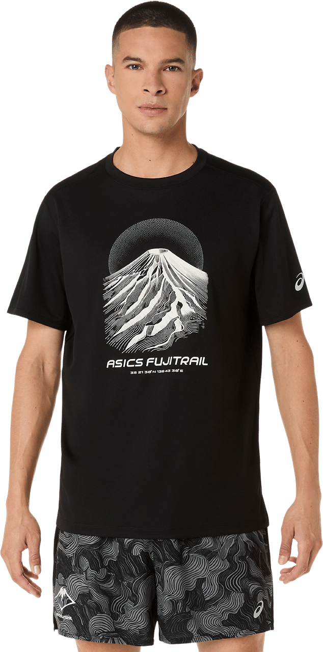 Asics Men's Fujitrail Logo Short Sleeve Top Performance Black/Cream/Carbon Asics