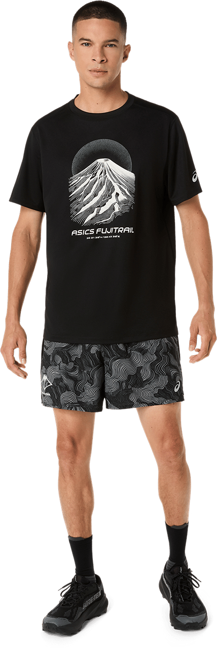 Asics Men's Fujitrail Logo Short Sleeve Top Performance Black/Cream/Carbon Asics