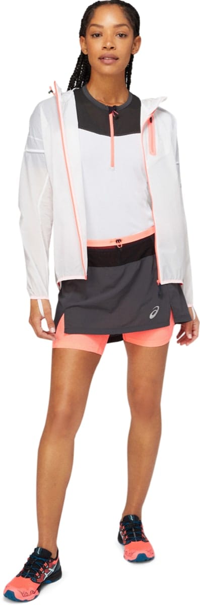 Asics Women's Fujitrail Jacket Brilliant White/Blazing Coral Asics Asics Women's Fujitrail Jacket Brilliant White/Blazing Coral Asics