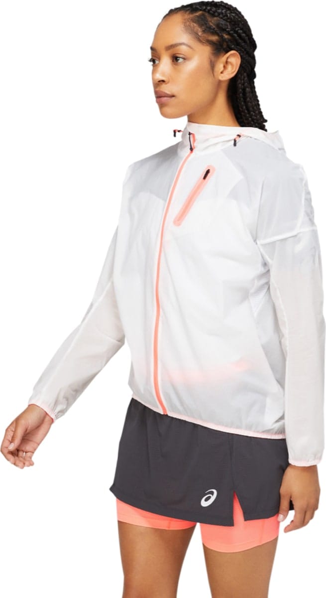 Asics Women's Fujitrail Jacket Brilliant White/Blazing Coral Asics Asics Women's Fujitrail Jacket Brilliant White/Blazing Coral Asics