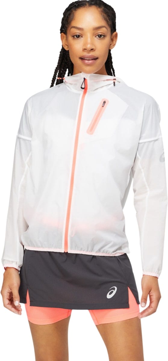 Asics Women's Fujitrail Jacket Brilliant White/Blazing Coral Asics Asics Women's Fujitrail Jacket Brilliant White/Blazing Coral Asics