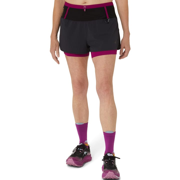 Asics Women's Fujitrail 2-N-1 Short Performance Black/Blackberry Asics Asics Women's Fujitrail 2-N-1 Short Performance Black/Blackberry Asics