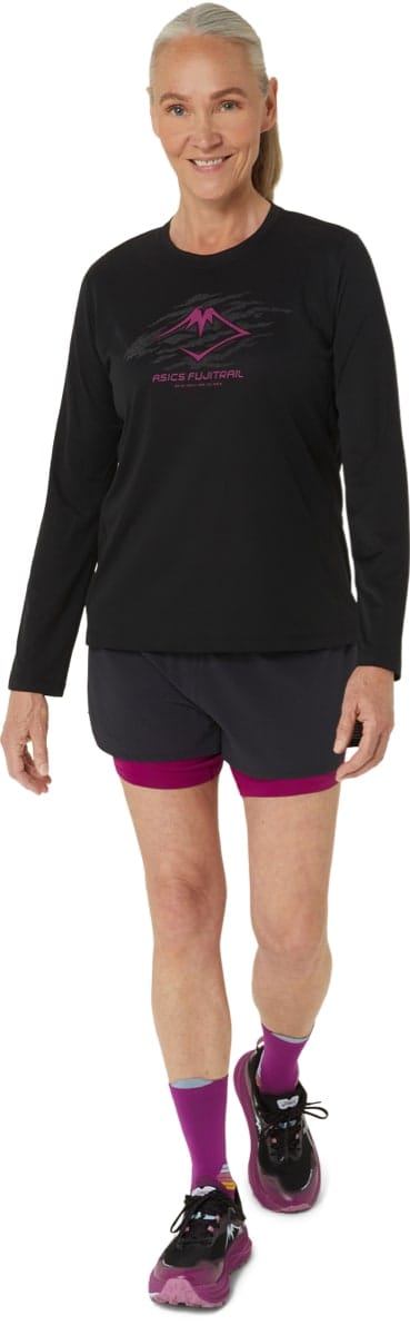 Asics Women's Fujitrail 2-N-1 Short Performance Black/Blackberry Asics Asics Women's Fujitrail 2-N-1 Short Performance Black/Blackberry Asics