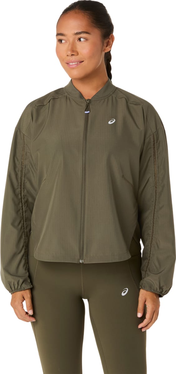 Women's Nagino Run Adjustable Jacket Dark Olive Asics