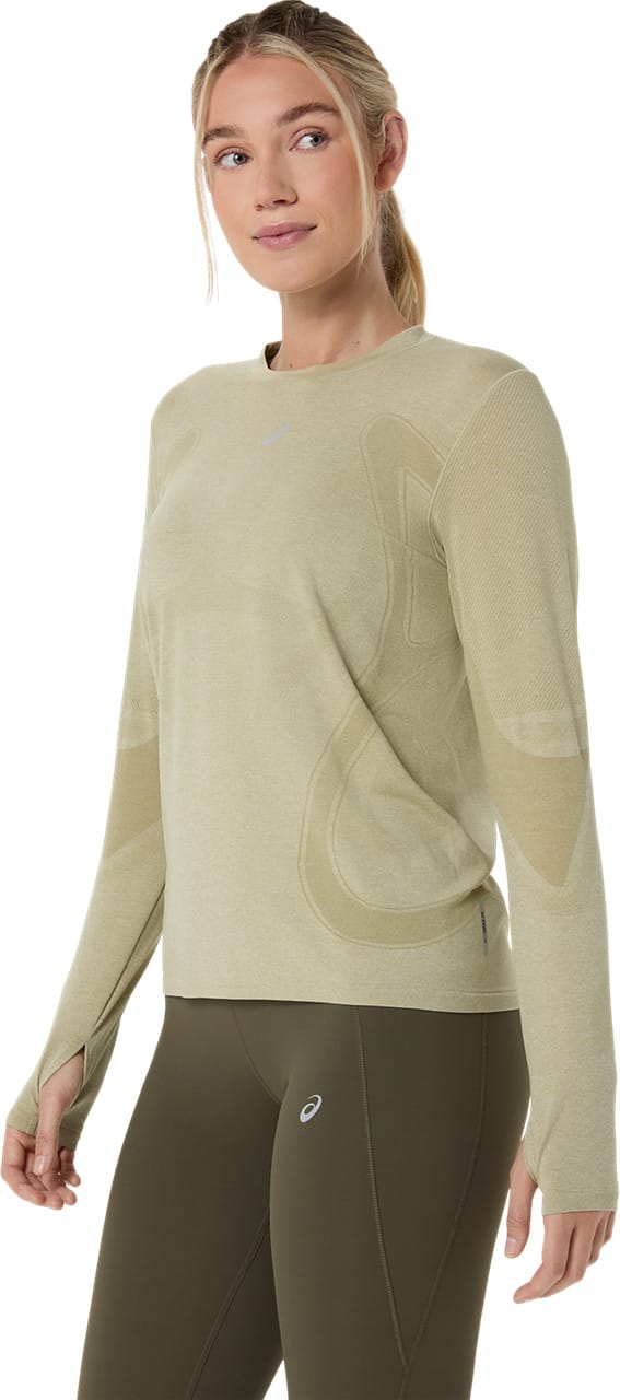 Asics Women's Road Seamless Long Sleeve Top Khaki/Cream Asics