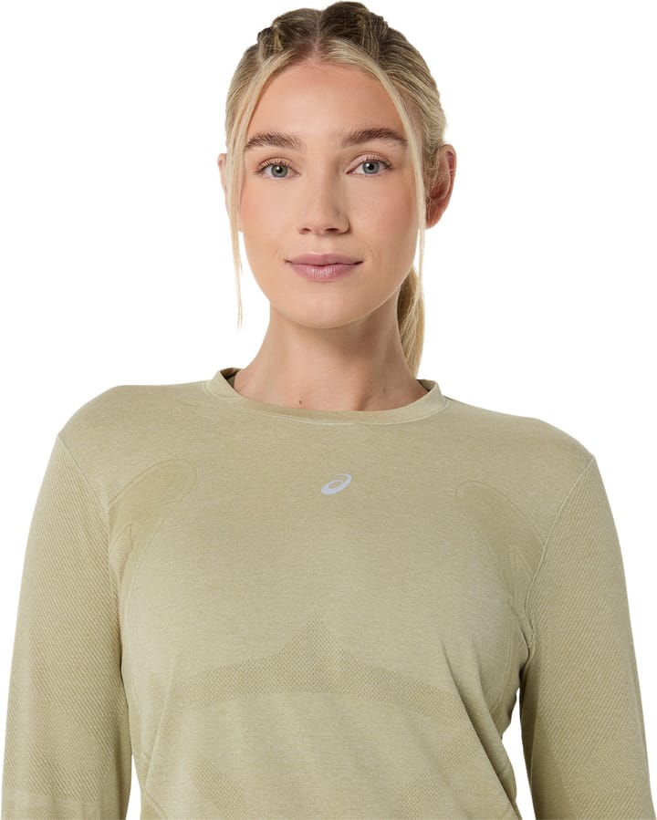 Asics Women's Road Seamless Long Sleeve Top Khaki/Cream Asics